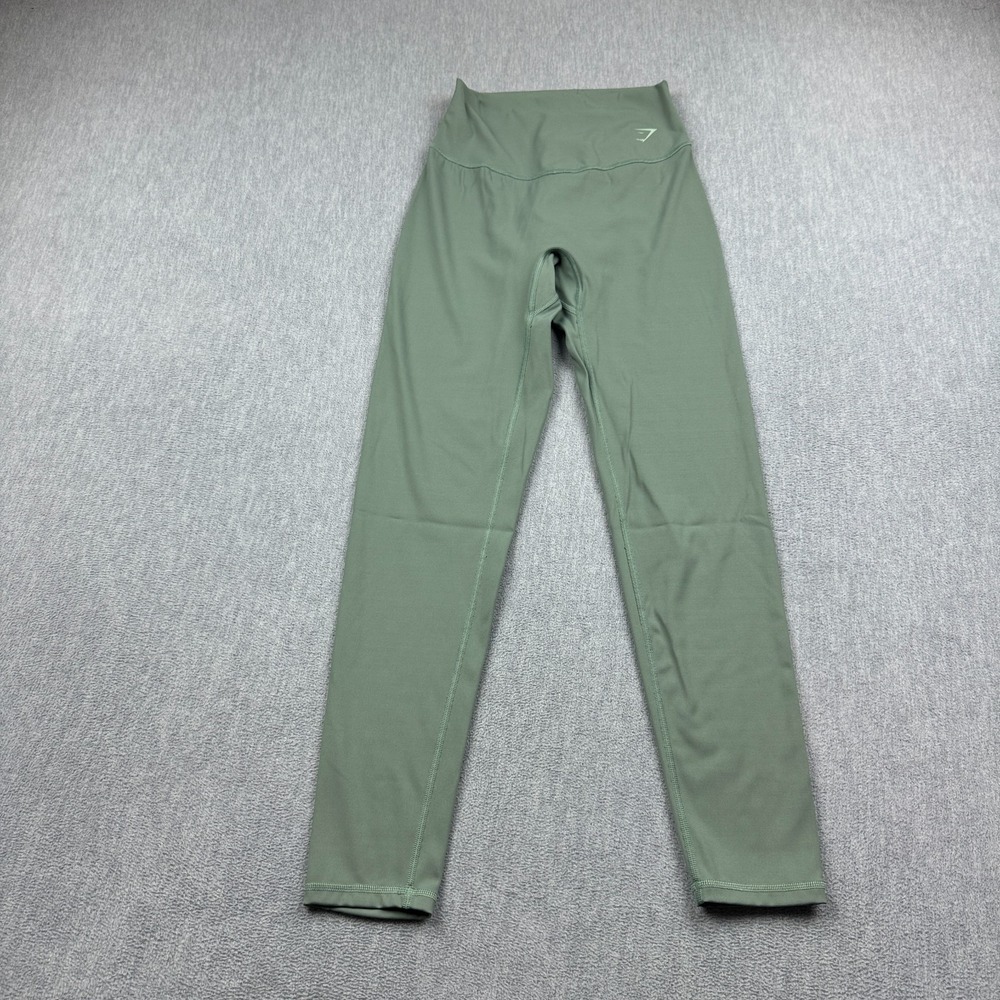 Gymshark Leggings Womens Small Green Elevate 26" Pull On Activewear Gym Workout